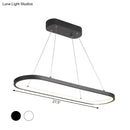 GobekUsa Modern LED Restaurant Ceiling Fixture with Ellipse Metal Shade in Black/White, Warm/White Light