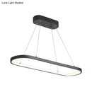 GobekUsa Modern LED Restaurant Ceiling Fixture with Ellipse Metal Shade in Black/White, Warm/White Light