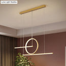 GobekUsa Modern LED Restaurant Island Lamp in Black/Gold with Circle & Linear Metal Shade - Warm/White Light