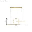 GobekUsa Modern LED Restaurant Island Lamp in Black/Gold with Circle & Linear Metal Shade - Warm/White Light