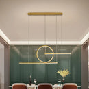 GobekUsa Modern LED Restaurant Island Lamp in Black/Gold with Circle & Linear Metal Shade - Warm/White Light