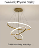 GobekUsa Modern LED Ring Pendant Chandelier - Black