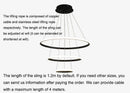 GobekUsa Modern LED Ring Pendant Chandelier - Black