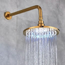 GobekUsa 16" LED Round Gold Shower Head with Arm - Enhanced Brass Bathroom Accessory
