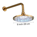 GobekUsa 16" LED Round Gold Shower Head with Arm - Enhanced Brass Bathroom Accessory