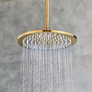 GobekUsa 16" LED Round Gold Shower Head with Arm - Enhanced Brass Bathroom Accessory