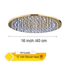 GobekUsa 16" LED Round Gold Shower Head with Arm - Enhanced Brass Bathroom Accessory