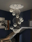 GobekUsa Crystal Ball Chandelier: Modern LED Spiral Pendant Light for Staircase, Living Room, Lobby