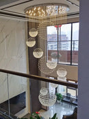 GobekUsa Crystal Ball Chandelier: Modern LED Spiral Pendant Light for Staircase, Living Room, Lobby