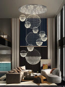 GobekUsa Crystal Ball Chandelier: Modern LED Spiral Pendant Light for Staircase, Living Room, Lobby