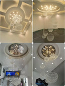 GobekUsa Crystal Ball Chandelier: Modern LED Spiral Pendant Light for Staircase, Living Room, Lobby