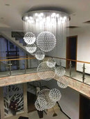 GobekUsa Crystal Ball Chandelier: Modern LED Spiral Pendant Light for Staircase, Living Room, Lobby