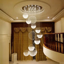 GobekUsa Crystal Ball Chandelier: Modern LED Spiral Pendant Light for Staircase, Living Room, Lobby