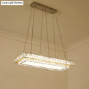 GobekUsa Modern LED Suspension Light: Clear Crystal Rectangle Blocks for Dinning Room & Kitchen Island