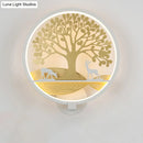 GobekUsa Modern LED Tree Wall Lamp-Metal Mounted, Black/White, Bedside Mural Light with Warm/White Glow