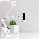 GobekUsa Modern LED Vanity Lighting with Extendable Arm - White Metal Circle Design with Mobile Phone Support