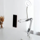 GobekUsa Modern LED Vanity Lighting with Extendable Arm - White Metal Circle Design with Mobile Phone Support