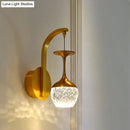 GobekUsa Modern LED Wall Light with Gold Cup Design, Crystal Shade, and Metallic Fixture