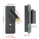 GobekUsa LED Wall Lights with Switch and USB Interface in White or Black, Modern Sconce