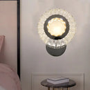 GobekUsa Contemporary LED Wall Mount Lamp with Clear Rectangular-Cut Crystals for Sleeping Room