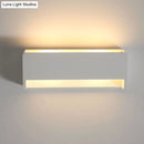 GobekUsa Modern LED Wall Sconce Lamp - White Finish Bedside Lighting with Rectangle Gypsum Shade