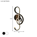 GobekUsa Modern LED Wall Sconce with Acrylic Shade for Bedroom - Black/White Wavy/Musical Note Design