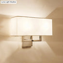 GobekUsa Modern LED Wall Sconce with Fabric Shade - Chrome Rectangular Mount Light