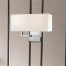 GobekUsa Modern LED Wall Sconce with Fabric Shade - Chrome Rectangular Mount Light