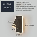 GobekUsa LED Wall Sconce Lamp Touch Switch USB Bedside Reading Light Tri-color Diammable