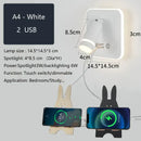 GobekUsa LED Wall Sconce Lamp Touch Switch USB Bedside Reading Light Tri-color Diammable