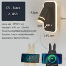 GobekUsa LED Wall Sconce Lamp Touch Switch USB Bedside Reading Light Tri-color Diammable