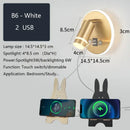 GobekUsa LED Wall Sconce Lamp Touch Switch USB Bedside Reading Light Tri-color Diammable