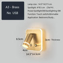 GobekUsa LED Wall Sconce Lamp Touch Switch USB Bedside Reading Light Tri-color Diammable
