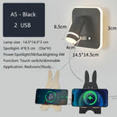 GobekUsa LED Wall Sconce Lamp Touch Switch USB Bedside Reading Light Tri-color Diammable