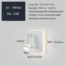 GobekUsa LED Wall Sconce Lamp Touch Switch USB Bedside Reading Light Tri-color Diammable