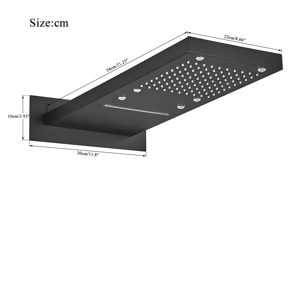 GobekUsa LED Waterfall Shower Head 54*22CM Square Wall Mount Bathroom Faucet, photo 5 of 10