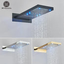 GobekUsa LED Waterfall Shower Head 54*22CM Square Wall Mount Bathroom Faucet