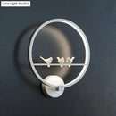 GobekUsa Modern LED White Circle Sconce Wall Mount Lamp with Birds Decor for Bedroom