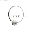 GobekUsa Modern LED White Circle Sconce Wall Mount Lamp with Birds Decor for Bedroom