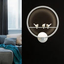 GobekUsa Modern LED White Circle Sconce Wall Mount Lamp with Birds Decor for Bedroom