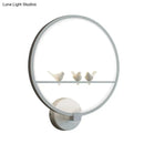 GobekUsa Modern LED White Circle Sconce Wall Mount Lamp with Birds Decor for Bedroom