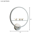 GobekUsa Modern LED White Circle Sconce Wall Mount Lamp with Birds Decor for Bedroom