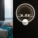 GobekUsa Modern LED White Circle Sconce Wall Mount Lamp with Birds Decor for Bedroom