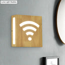 GobekUsa Modern LED Wood Square Wall Sconce: Beige Bedside Light with Cute Pattern