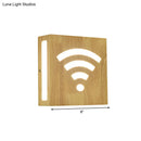 GobekUsa Modern LED Wood Square Wall Sconce: Beige Bedside Light with Cute Pattern