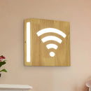 GobekUsa Modern LED Wood Square Wall Sconce: Beige Bedside Light with Cute Pattern