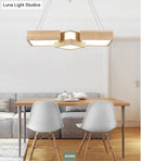 GobekUsa Modern LED Wooden Square Island Ceiling Light Fixture