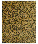 Modern leopard Design Hand knotted Golden-Brown and Charcoal Custom Made wool rug