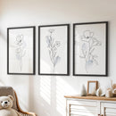 Black and White Botanical Prints. Modern Minimalist Line Art by Wall Art Set