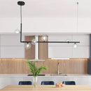 GobekUsa Modern Linear Chandelier - 6/8 Lights Glass Shade Island Light in Black/Gold